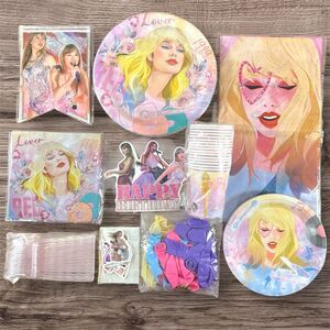 Swiftie Birthday Party Decorations Supplies for 16 Tablecloth Plates Napkins Cup